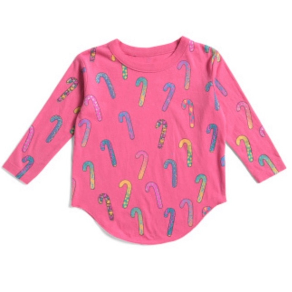 Christmas Pink Candy Cane Long Sleeve Pullover Holiday Poly Cotton Shirt Various